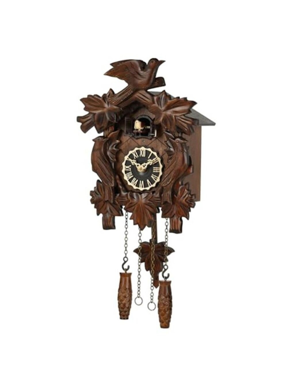 Cuckoo Clock, Traditional Black Forest Handcrafted Wooden Quartz Clock for Wall